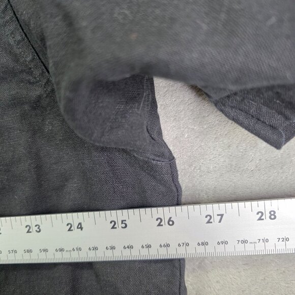 Womens Sag Harbor Black Shirt Linen Blend Button Up Short Sleeve Size 2X - Picture 5 of 7